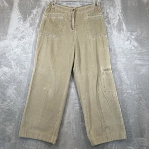 Pantalone J Jill velluto a coste donna taglia 10 marrone gamba larga esterno tasche bottoni velluto - Foto 1 di 13