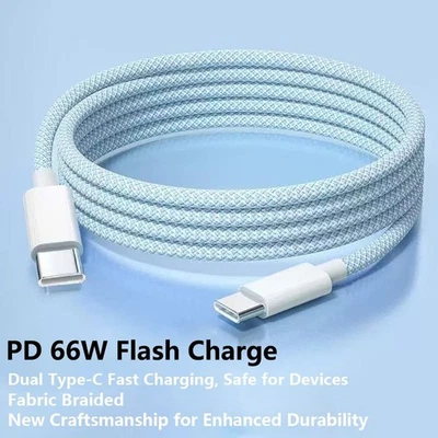 PD 66W Braided USB C Type-C Fast Charging Data SYNC Charger Cable Cord 3.2FT - Image 1 of 4