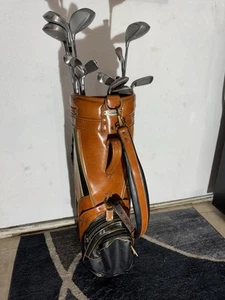Vintage All Leather Orange and Black Titleist Hard Case Golf Bag - Picture 1 of 22