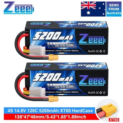2x Zeee 14.8V 120C 5200mAh 4S LiPo Battery XT60 for RC Car Truck Crawler Monster - image 1 of 4