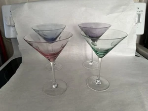 set of 4 WATERFORD MARQUIS multi color POLKA DOT MARTINI GLASSES (FLAWLESS) - Picture 1 of 3