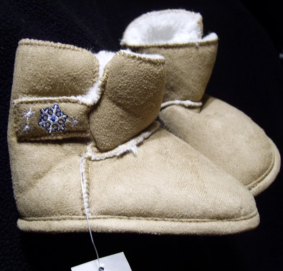 Baby Newborn Girls Soft Slipper Boots Khaki 3 6 9 12 Months Size 1 2 3 4 NWT  - Image 1 of 1