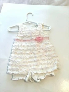 Baby Girl 1 pc Romper White Ruffles Pink Trim 6 Months - Picture 1 of 4