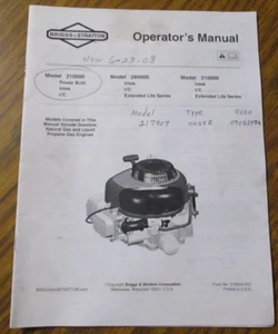 Briggs & Stratton 210000 280000 310000 Motorbetreiber Bedienungsanleitung Wartungsanleitung - Bild 1 von 3