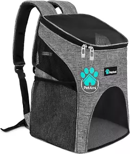 Dogs and Cat Airline Approved Pet Backpack Carrier, Max 18 Lbs (Heather Gray) - Picture 1 of 7