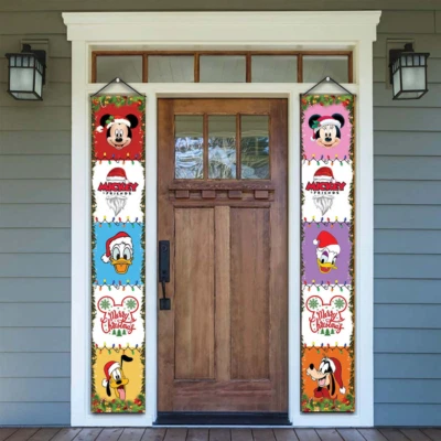 Mickey Mouse And Friends Merry Christmas Happy Xmas Holiday Door Banner - Image 1 of 2