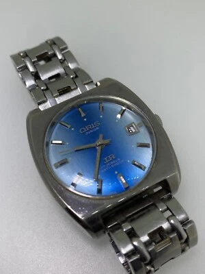 Oris Junior Vintage 1970's Automatic S/Steel Blue Dial Watch. All Original Parts - Image 1 of 4