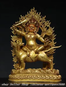 12.9" Old Tibet Buddhism Bronze Gilt Palden Lhamo Deity Laksmi Buddha Statue - Picture 1 of 9