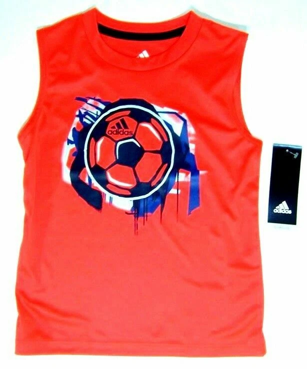 NWT ADIDAS Climalite Little Boys Graphic Tank Top Orange Soccer FREE SHIPPING - Image 1 of 1