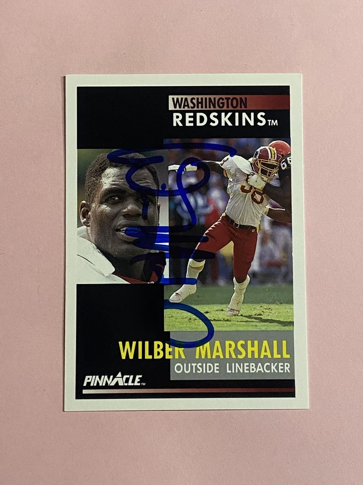 Wilber Marshall 1991 Pinnacle IP Auto Autograph  - Image 1 of 2