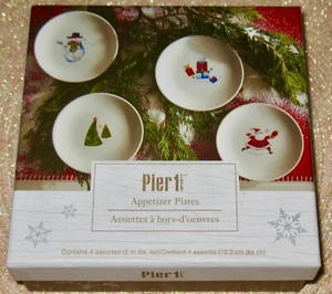 Set 4 PIER 1 IMPORTS verschiedene Weihnachtsplatten Vorspeise Hors d' oeuvres ~ 6 Zoll  - Bild 1 von 7