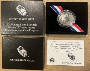 2015-S U.S. Marshals Service 225th Anniversary Proof Clad Half Dollar(OGP & COA) - Picture 1 of 3