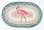 2 Braided Jute Oval Placemat/Trivet/Swatch. Pink Flamingo. Earth Rugs.10" X 15"
