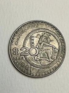 1981 Mexico $20 Pesos Estados Unidos Mexicanos Cultura Maya Coin Inventory 309 - Picture 1 of 4