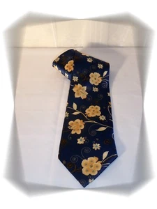 Schöne ausgefallene blaue Krawatte Blumen bedruckt Georgio Venetto  - Bild 1 von 2