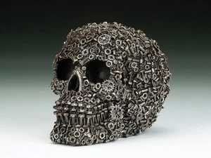 Nuts & Screws Skull Figurine Statue Skeleton Halloween - Picture 1 of 3