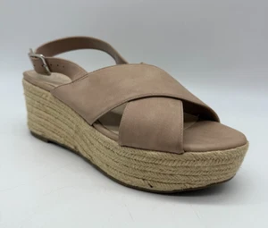 Bar III Bianka Blush Beige Open Toe Platform Espadrille Wedge Sandals Sz 11 M - Picture 1 of 17