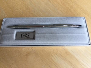 Cross Chrome Ball Pen 3502 In Original Box - Monogrammed J. Mims - Picture 1 of 9