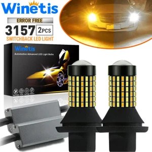 Kit de bombillas de estacionamiento intermitentes LED intermitentes de señal de giro con conmutación ámbar blanco 3157 3457 - Imagen 1 de 10