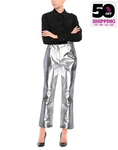 UVP435€ CEDRIC CHARLIER Coated Jeans IT40 US4 UK8 S Metallic Effekt Flared Legs - Bild 1 von 5