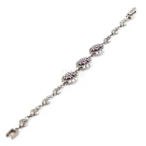 925 Sterling Silver Bracelet Link Ruby, Marcasite Bracelet Link Handmade Jewelry - Picture 1 of 2