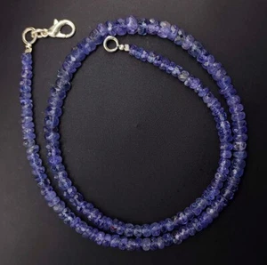 Hermoso collar de mujer de 18" con cuentas facetadas de tanzanita azul natural de 3-4 mm - Imagen 1 de 10
