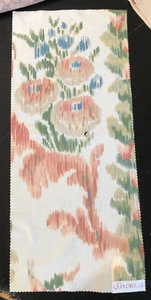 QUADRILLE Mandarin Moire in Salmon, Green 12 1/4 x 28" Cotton Blend Fabric - Picture 1 of 3