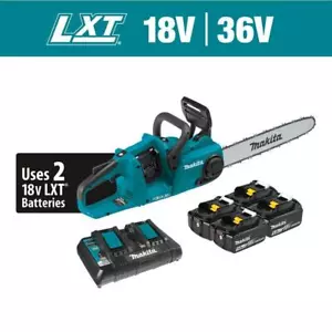 Makita Chainsaw Kit 16" 18V x2 (36V) Li-Ion Brushless w/ (4) Batteries + Charger - Picture 1 of 8
