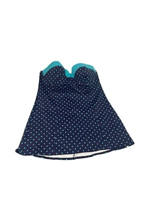 Spanx Womens Tankini Top Polka Dot Dresskini Bathing Suit Swimwear Blue Size 14 - Image 1 of 4
