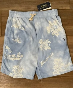 NWT Polo Ralph Lauren Boys Size M 10/12 Pull On Shorts Blue Aloha Hawaii Print - Picture 1 of 10