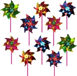 100pcs Rainbow Pinwheels, Plastic Windmills for Kids, DIY Garden Party Decor - Picture 1 of 8