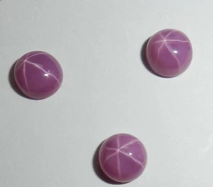 Opaque Star Ruby Round 6x6 mm Cabochon 6 Rayed Lab-created Stone 3 pieces Lot - Picture 1 of 11