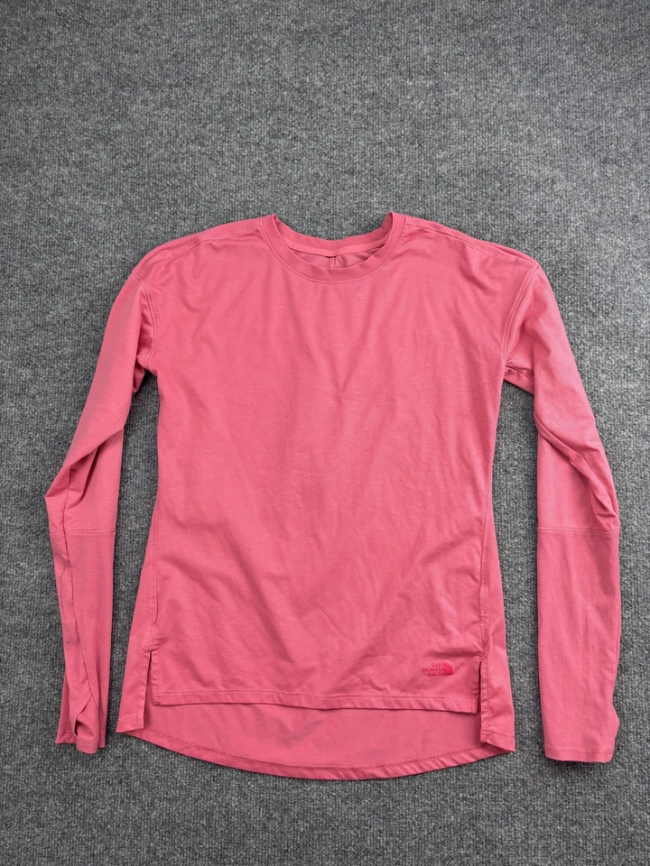 Camisa feminina The North Face manga longa rosa média caminhada atlética gola redonda - Imagem 1 de 4