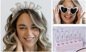 3 Pc Ginger Ray Hen Party Embellished Bride Headband + Sunglasses + Shot Tubes - Picture 1 of 7