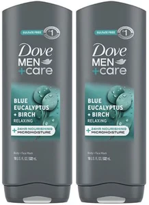Dove Men+Care Blue Eucalyptus & Birch MicroMoisture Body & Face Wash 18oz-2 Pack - Picture 1 of 1