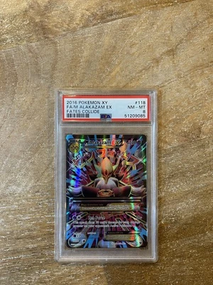 M Alakazam EX (Full Art) 118/124 Fates Collide Holo Mega Pokemon PSA 8 - Image 1 of 2