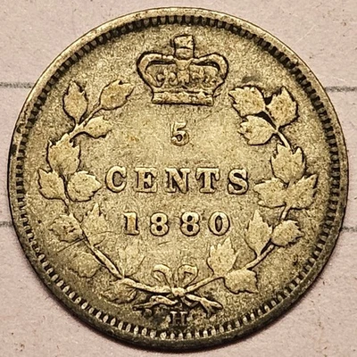 1880 H CANADA FIVE 5 CENT VICTORIA STERLING SILVER NICKEL COIN - Image 1 of 2
