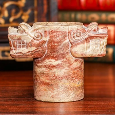 Antiguo soporte de cepillo de caligrafía china de mármol dragón tallado raro maceta China Foto 1 de 4