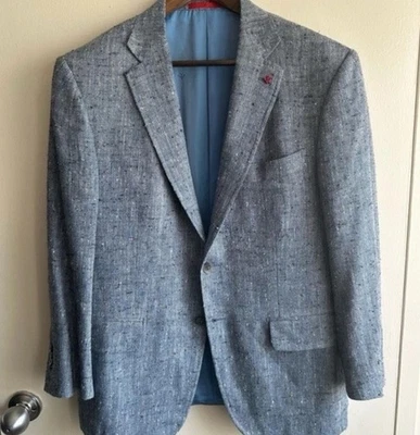Fully Bespoke ISAIA Tweed Light Blue Blazer MSRP $4,995 - Image 1 of 4