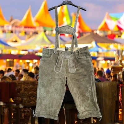 Fuchs Trachtenmoden Lederhosen Mens 42 Leather Oktoberfest Bavarian Suspenders - Image 1 of 4