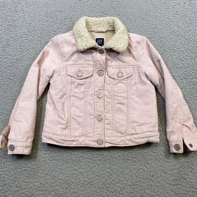 Jaqueta Gap Meninas 5T Veludo Rosa Sherpa Forrada Falsa Shearling Criança Aconchegante Quente - Imagem 1 de 4