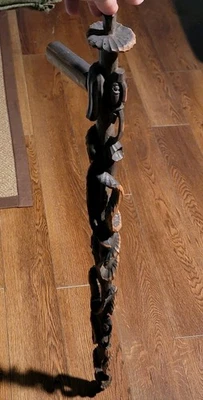 Bastón de madera nativo americano vintage arte popular tallado a mano 37,5" Foto 1 de 4