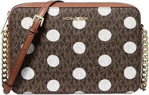 Michael Kors Jet Set Item Large East West Crossbody Bag Polka Dot Luggage/Gold - Picture 1 of 4