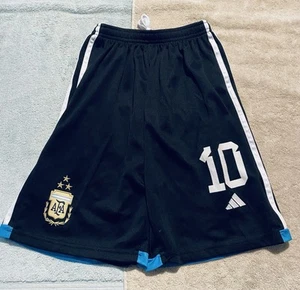 adidas Argentina National Team Messi FIFA Black Soccer Shorts Boy’s Size Med - Picture 1 of 3