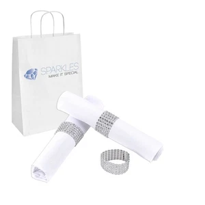 25 Rhinestone Napkin Rings 6 Row - silver diamond wedding party sash holder - Picture 1 of 5