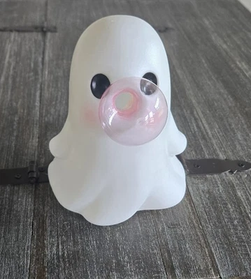 Dollar General Blow Mold Ghost Blowing Bubble Pink Halloween Viral Open Eyes New - Image 1 of 3