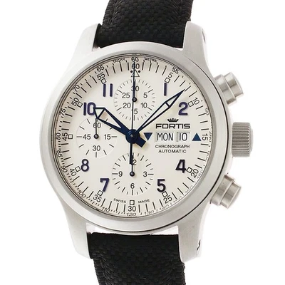 FORTIS B-42 CHRONOGRAPH 635.10.141.3 AUTO SILVER DIAL, BLUE HANDS MEN'S WATCH - Image 1 of 4