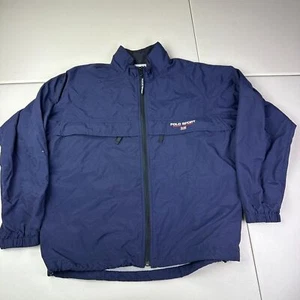 VTG Polo Sport Ralph Lauren Windbreaker Jacket Navy Blue Spellout M Ventilation - Picture 1 of 13