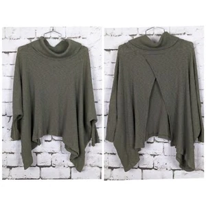 FREE PEOPLE BEACH "World Traveler" Olive Slub Knit Thermal Split-Back Top Small - Picture 1 of 6