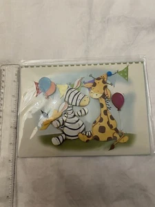 Lovely Children’s Birthday Card With 3D Zebra & Giraffe - Picture 1 of 4